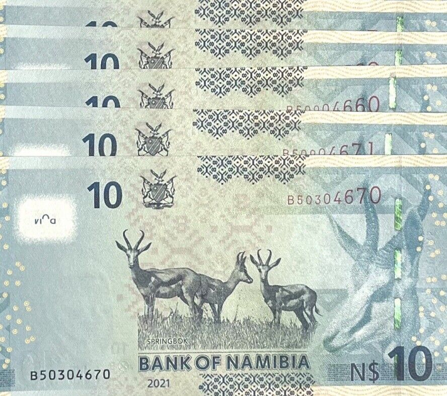 Namibia 10 Dollars 2021 P 16 b UNC LOT 5 PCS