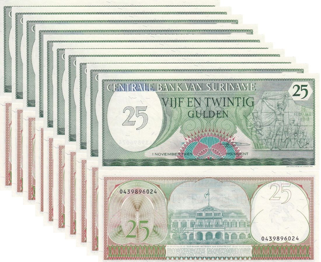 Suriname 25 Gulden 1985 P 127 LOT 10 UNC