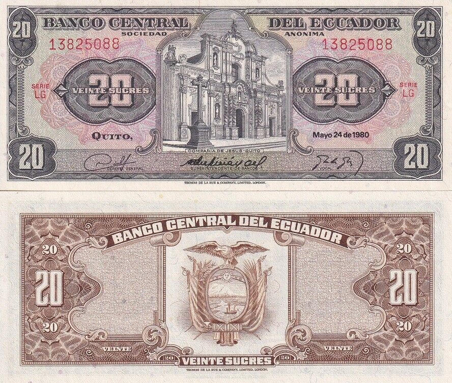 Ecuador 20 Sucres 1980 P 115 b UNC