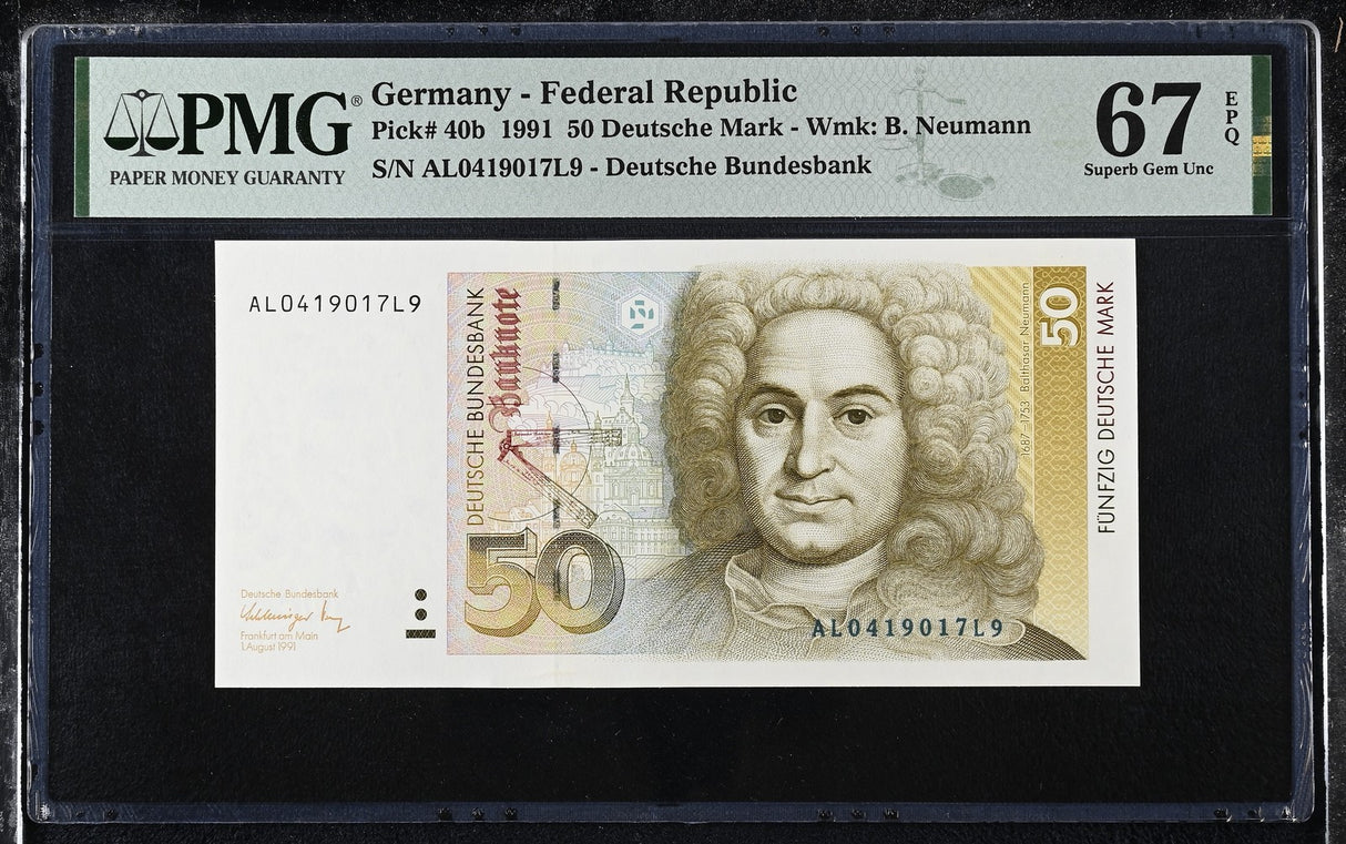Germany 50 Deutsche Mark 1991 P 40 b Superb Gem UNC PMG 67 EPQ