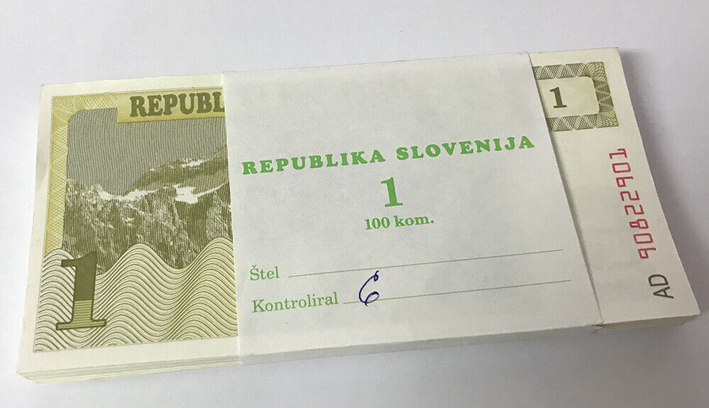 Slovenia 1 Tolar 1990 P 1 UNC LOT 25 PCS 1/4 BUNDLE