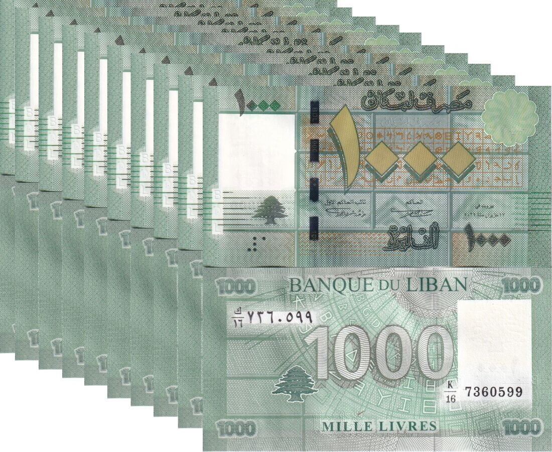 Lebanon 1000 Livres 2012 P 90 b UNC LOT 10 PCS