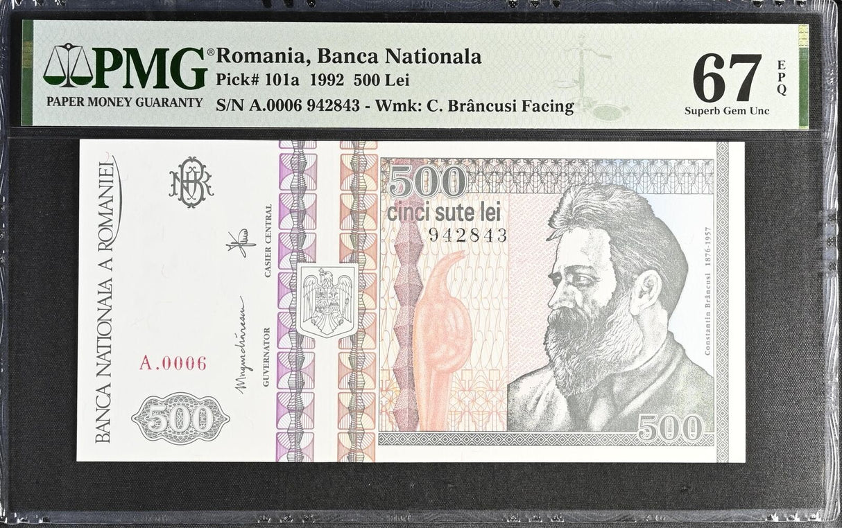 Romania 500 Lei 1992 P 101 a Superb Gem UNC PMG 67 EPQ