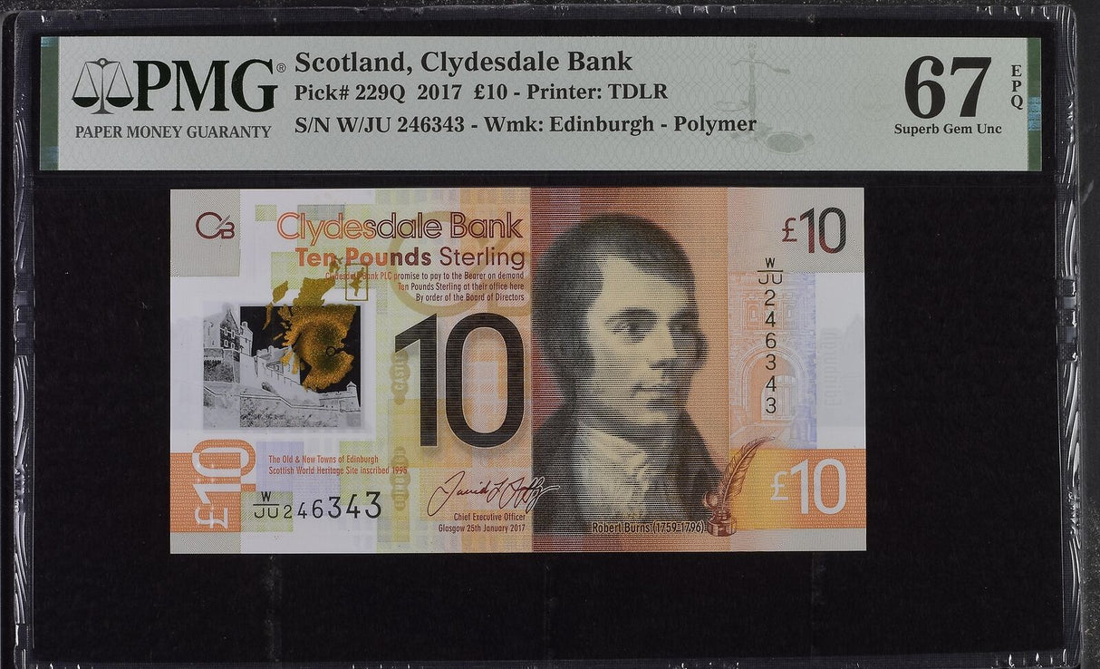 Scotland 10 Pounds 2017 P 229Q Superb Gem UNC PMG 67 EPQ