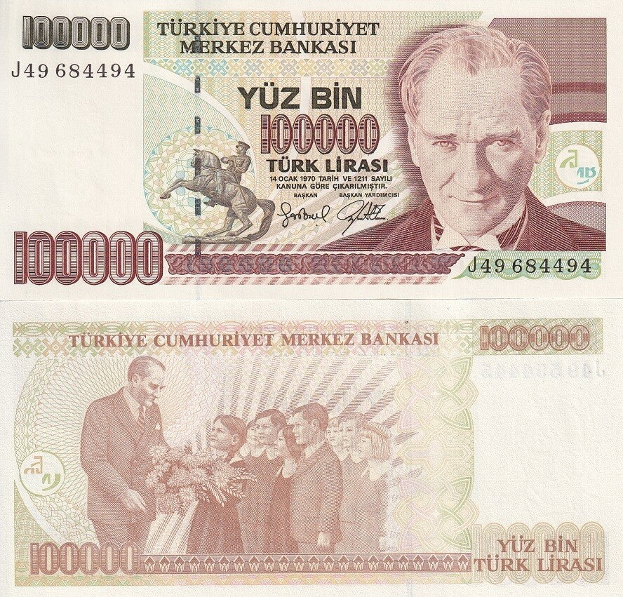 TURKEY 100000 Lirasi 1997 P 206 UNC