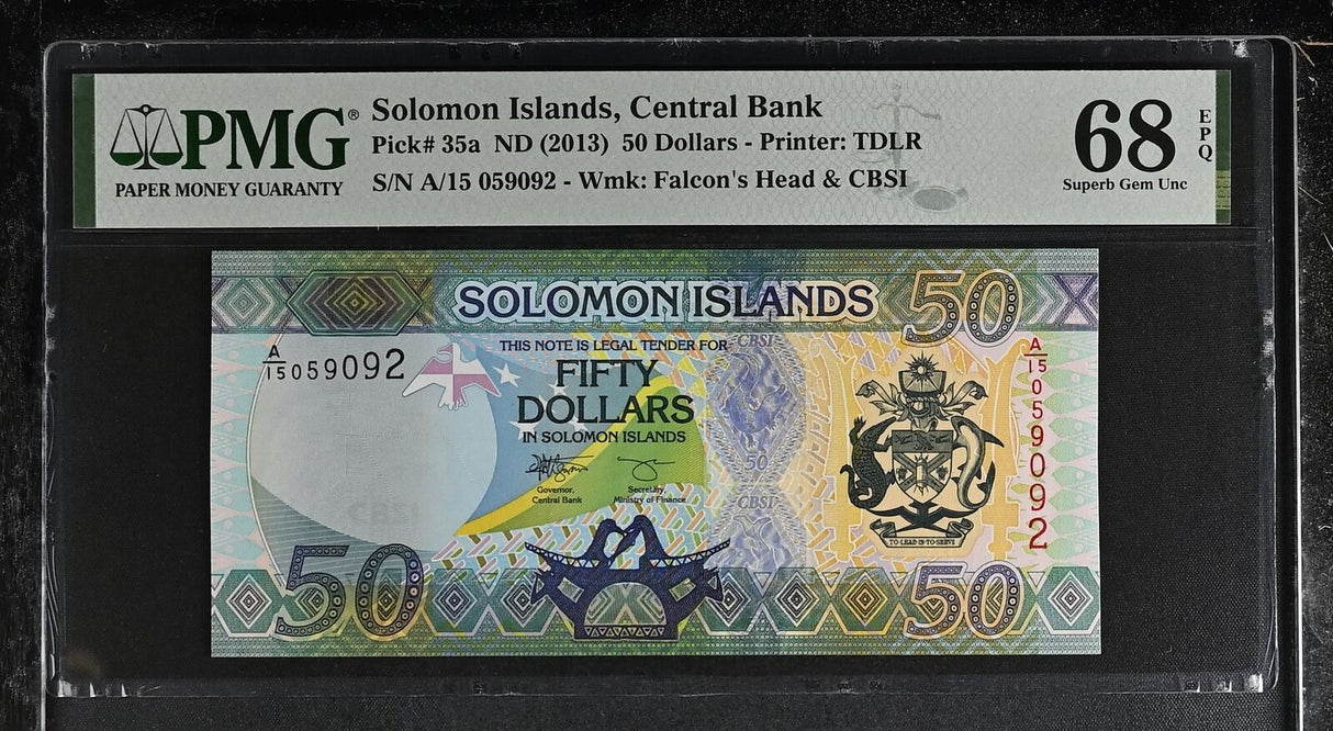 Solomon Islands 50 Dollars ND 2013 P 35 a Superb Gem UNC PMG 68 EPQ TOP POP