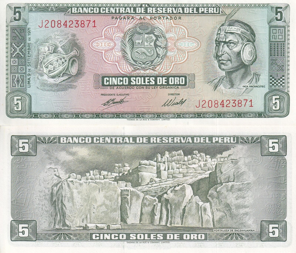 Peru 5 Soles De Oro 1971 P 99 b UNC