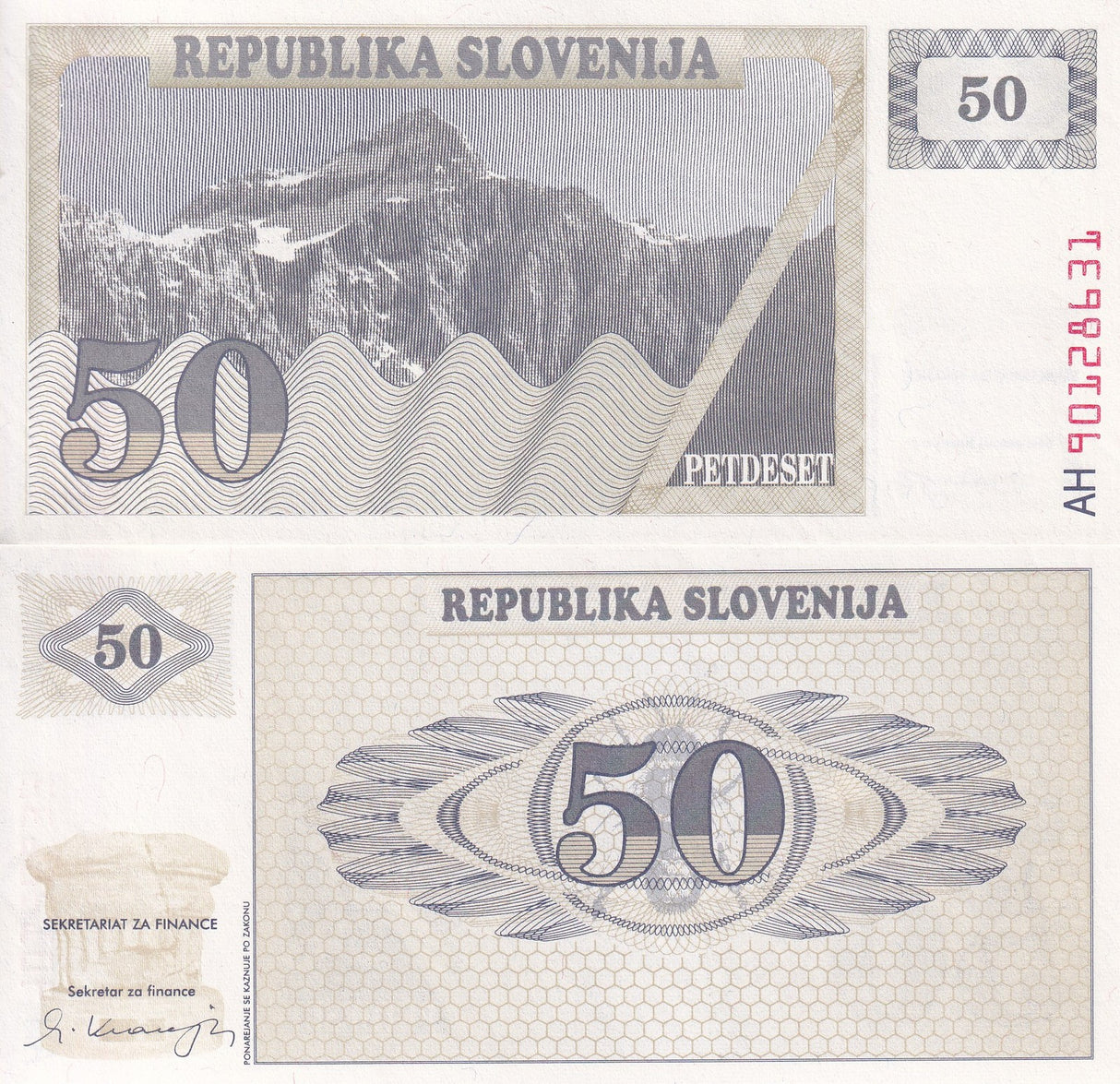 SLOVENIA 50 tolarjev 1990 P 5 a UNC