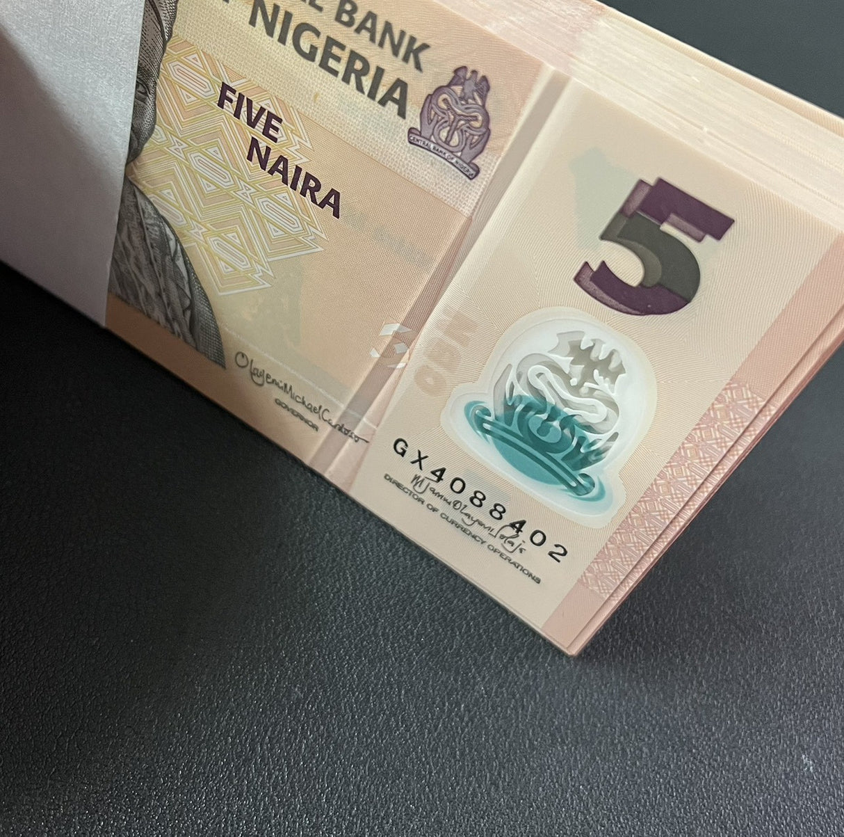 Nigeria 5 Naira 2024 P 38 Polymer AUnc Damage Printing LOT 100 PCS See Scan