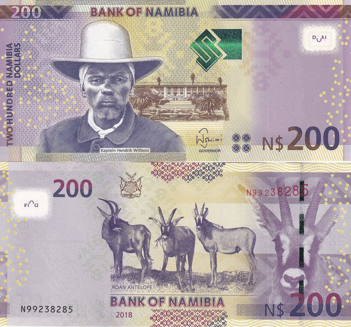 Namibia 200 Dollars 2018 P 15 UNC