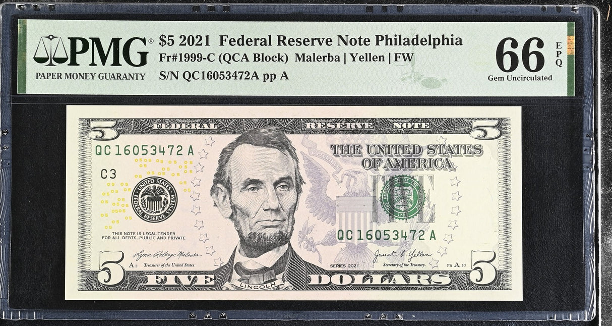 United States 5 Dollars Usa 2021 P 551 C Philadelphia Gem UNC PMG 66 EPQ