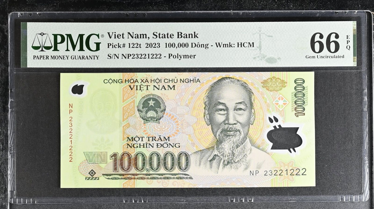 Vietnam 100000 Dong 2023 Polymer P 122 t Nice 221222 Gem UNC PMG 66 EPQ