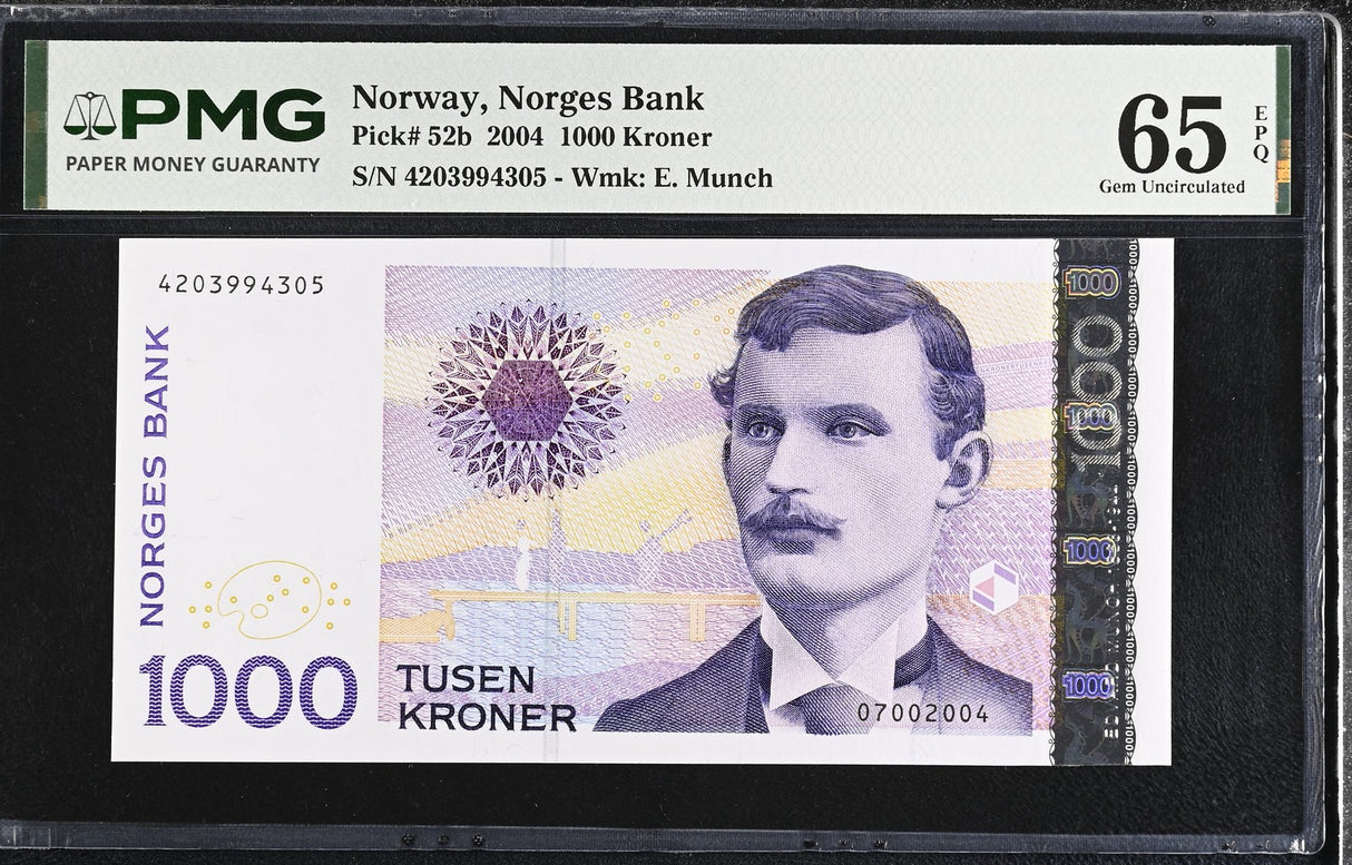 Norway 1000 Kroner 2004 P 52 b Gem UNC PMG 65 EPQ
