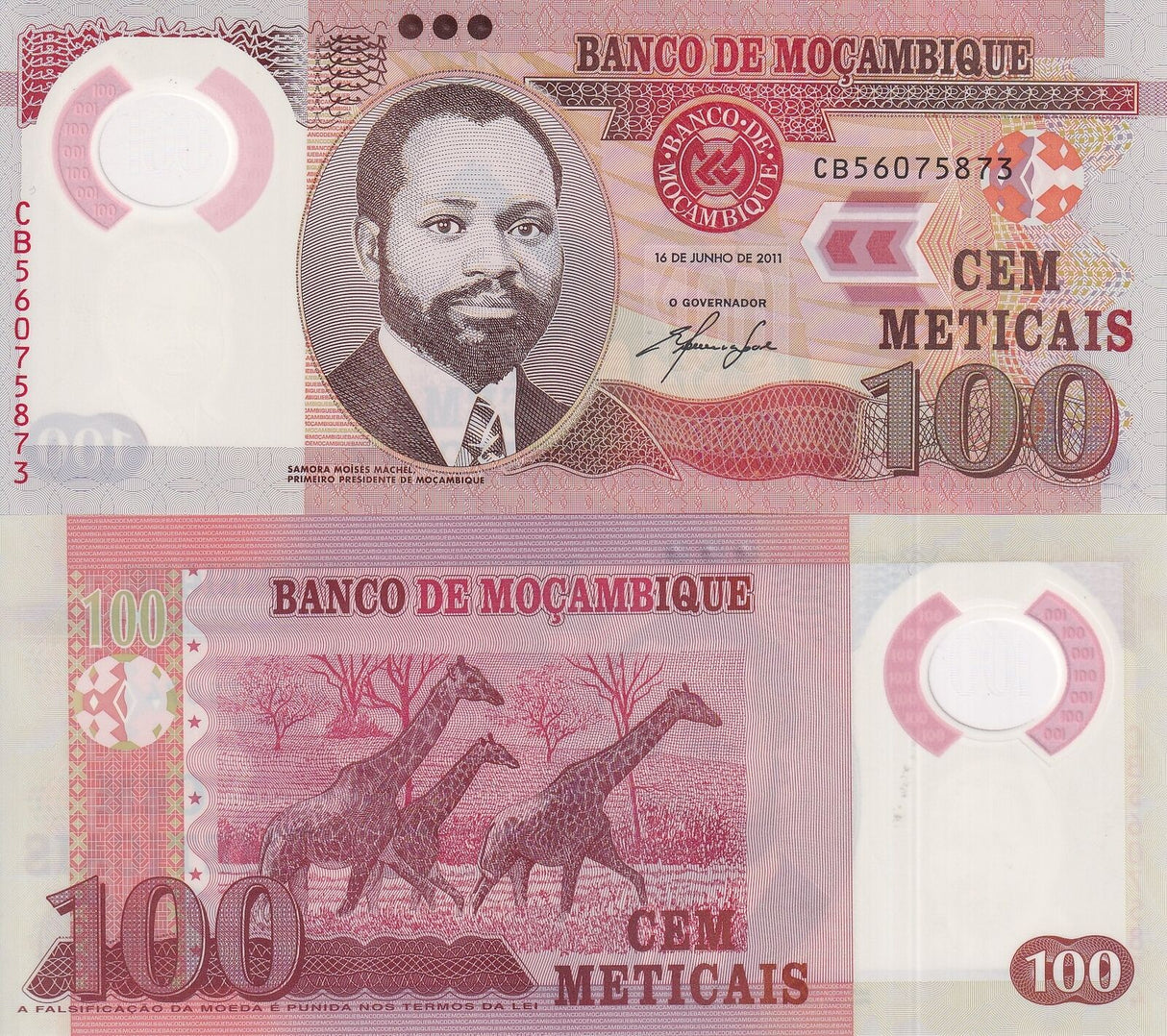 Mozambique 100 Meticais 2011 P 151 Polymer UNC