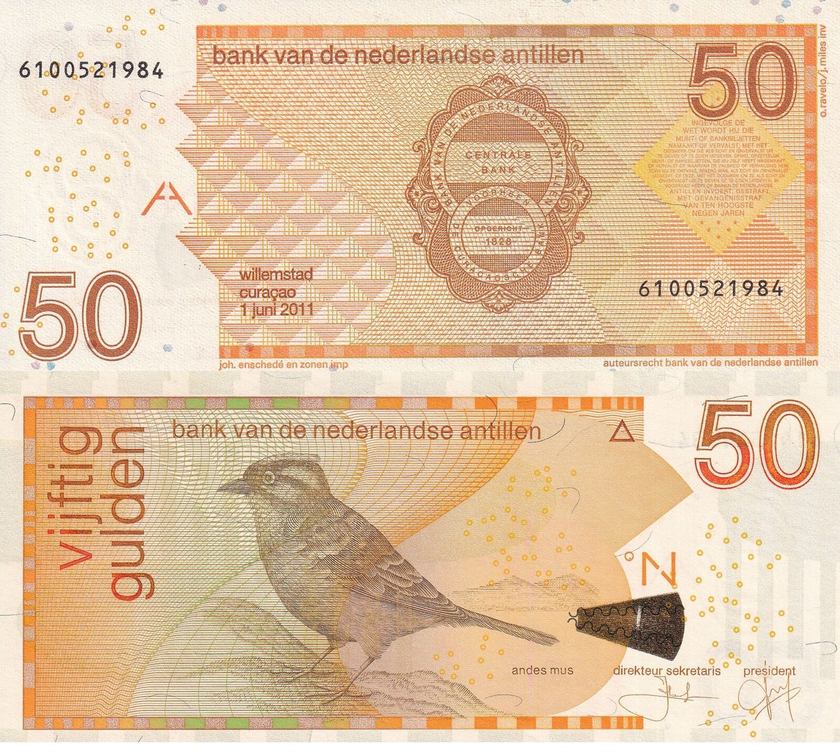 Netherlands Antilles 50 Gulden 2011 P 30 e UNC