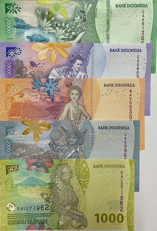 Indonesia Set 4 Pcs 1000 2000 5000 10000 Rupiah 2022 P 162 163 164 165 UNC