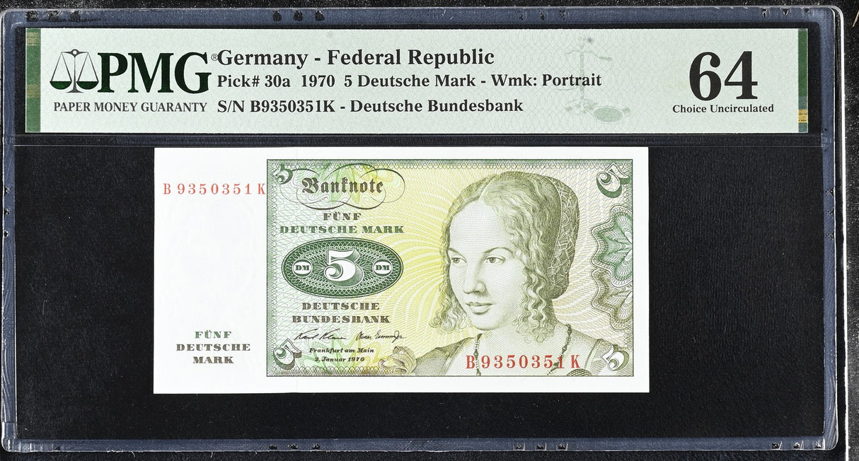 Germany 5 Deutsche Mark 1970 P 30 a Choice UNC PMG 64