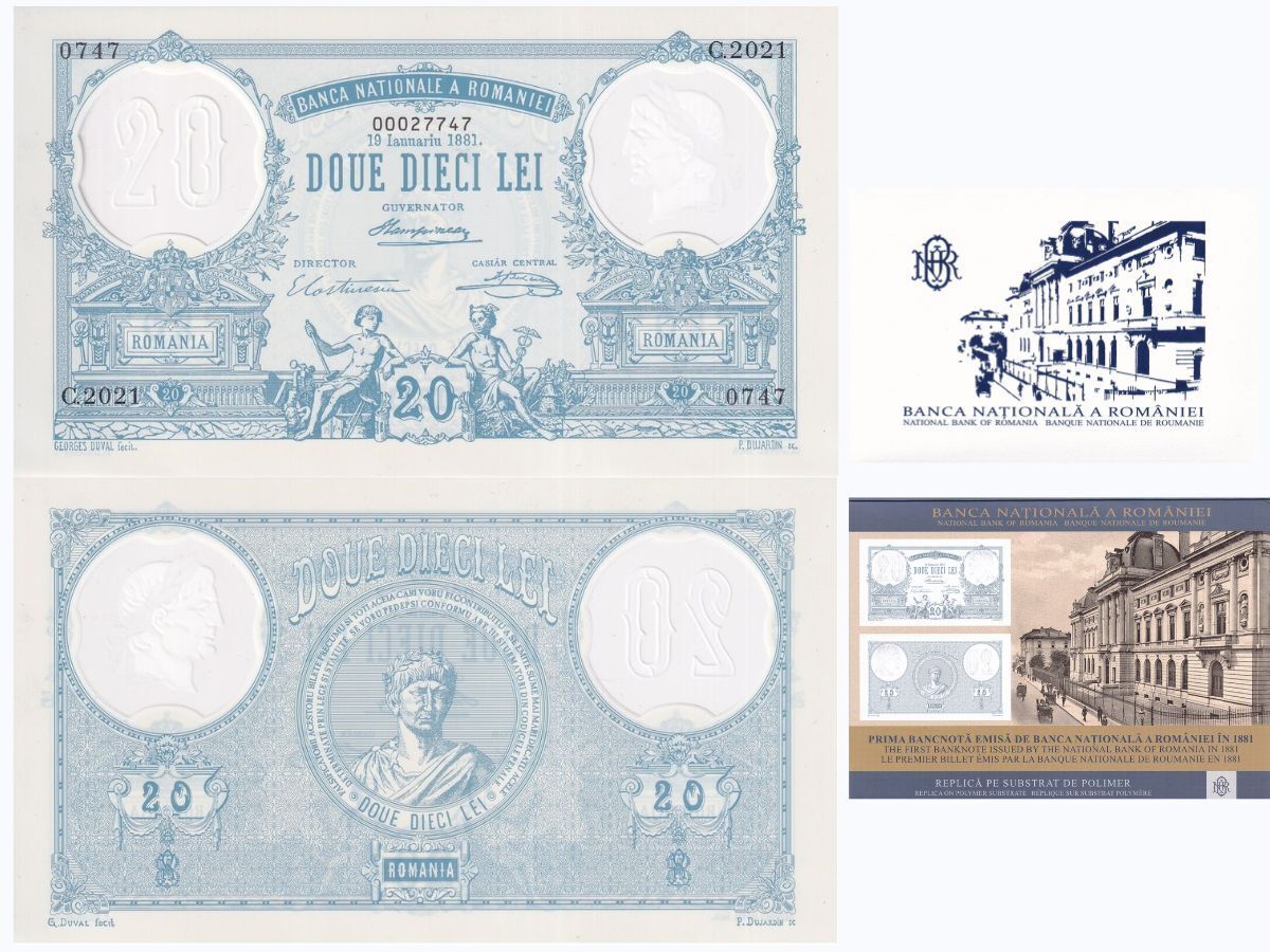 Romania 20 Leu 2021 Commemorative P 126 Polymer UNC W/Folder