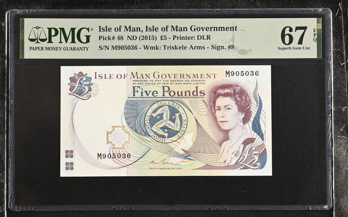 Isle of Man 5 Pounds ND 2015 P 48 Superb Gem UNC PMG 67 EPQ