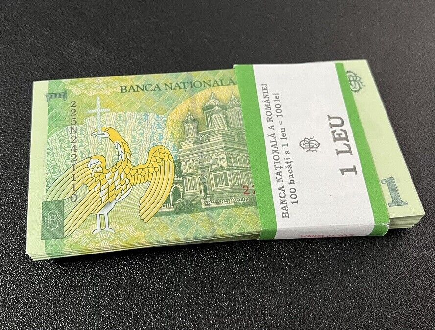 Romania 1 Leu 2018/2022 P 117 Polymer UNC LOT 100 PCS