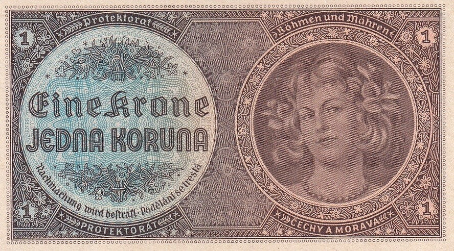 Bohemia 1 Koruna ND 1940 P 3 AUnc