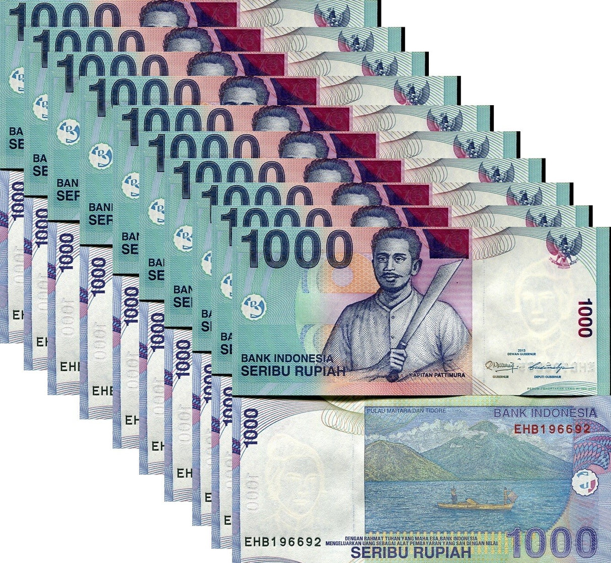 Indonesia 1000 Rupiah 2013 / 2000 P 141 LOT 10 UNC