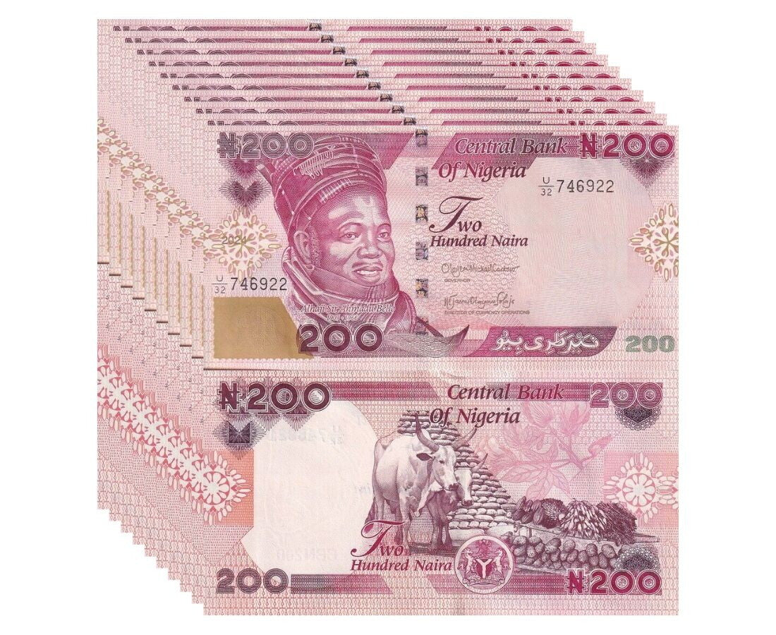 Nigeria 200 Naira 2024 P 47 New Design UNC LOT 10 Pcs