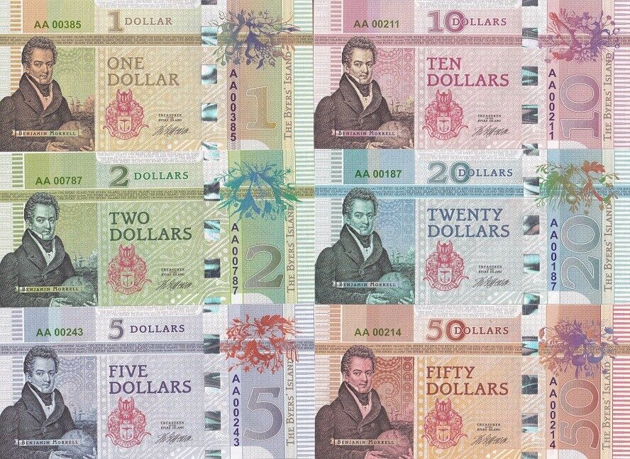 Byers Island Set 6 1 2 5 10 20 50 Dollars 2018 Ship Bird Fantasy