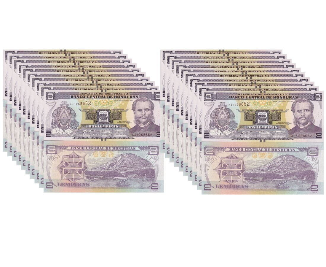 Honduras 2 Lempiras 2016 P 97 c UNC LOT 20 PCS