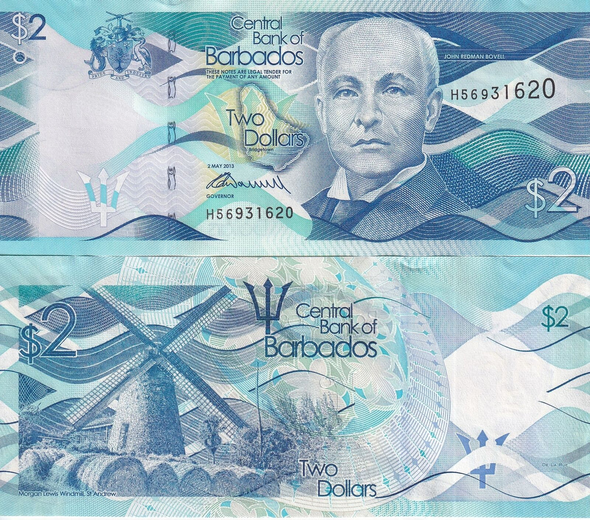 Barbados 2 Dollars 2013 P 73 a UNC