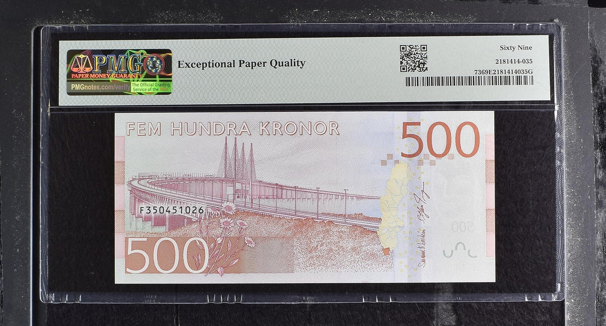 Sweden 500 Kronor ND 2016 P 73 Superb Gem UNC PMG 69 EPQ TOP POP