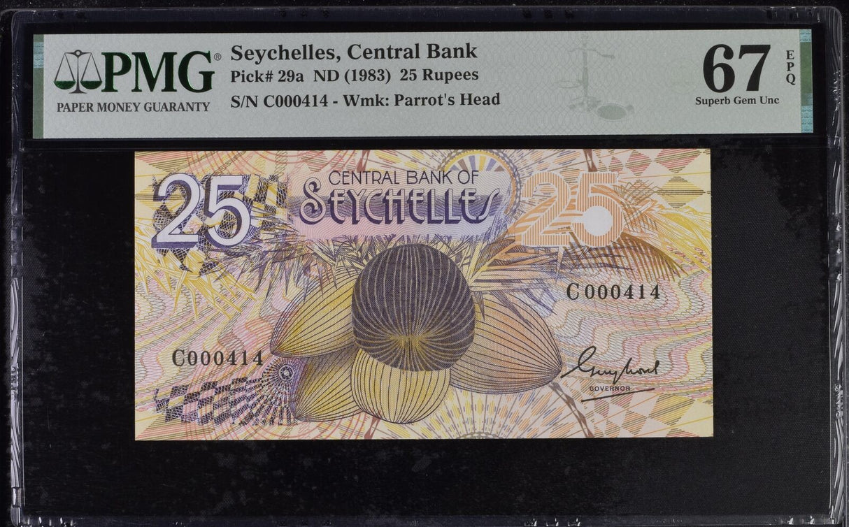 SEYCHELLES 25 Rupees ND 1983 P 29 a Superb Gem UNC PMG 67 EPQ TOP POP
