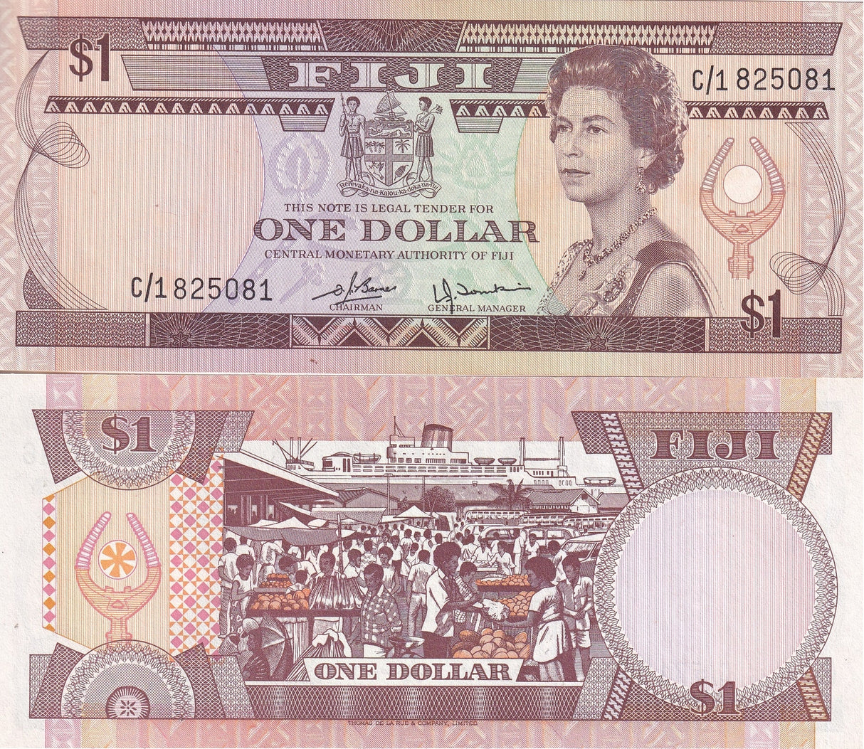 Fiji 1 Dollar ND 1980 P 76 UNC