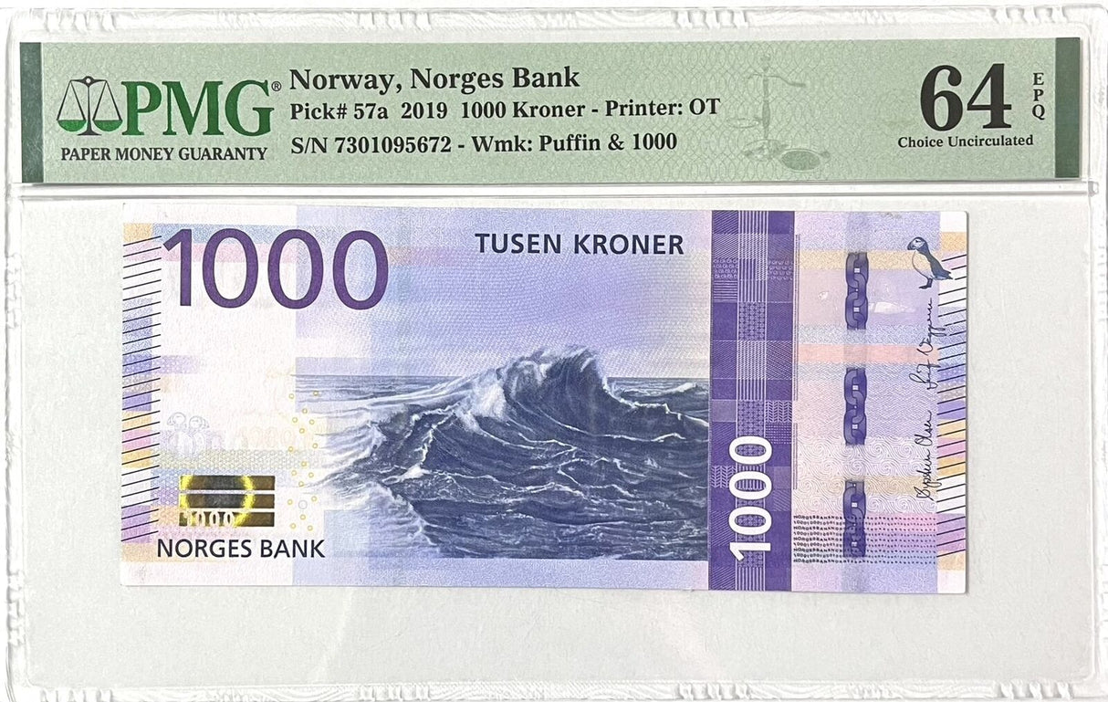 Norway 1000 Kroner 2019 P 57 a Choice UNC PMG 64 EPQ