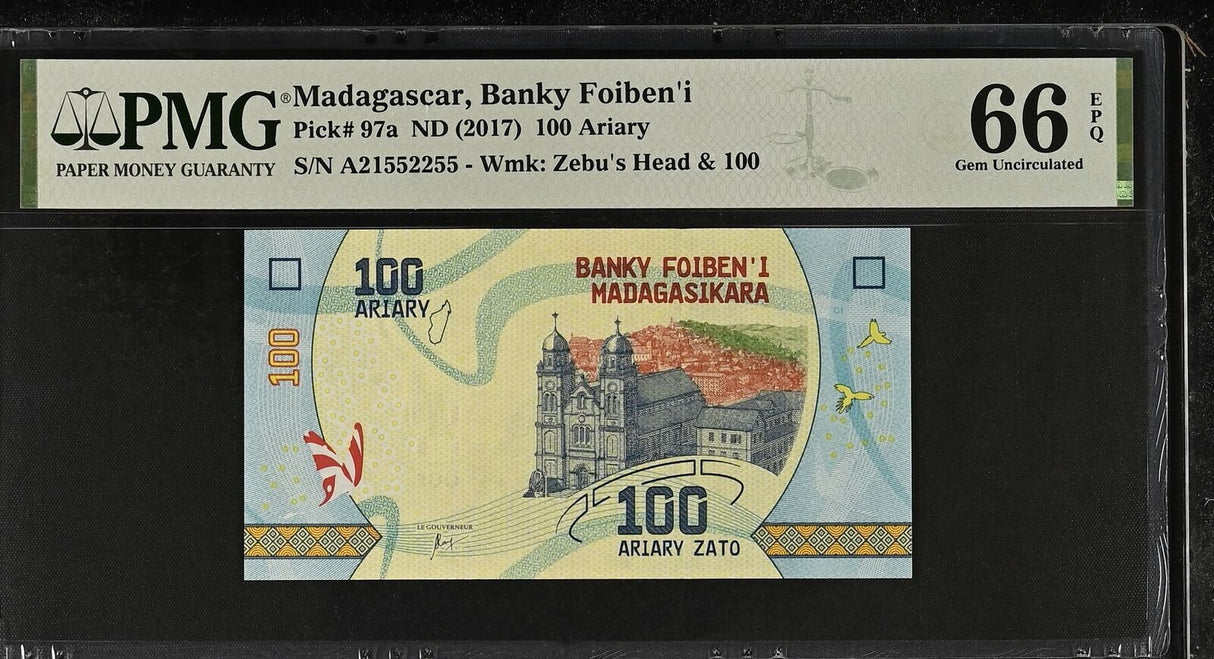 Madagascar 100 Ariary ND 2017 P 97 a Gem UNC PMG 66 EPQ