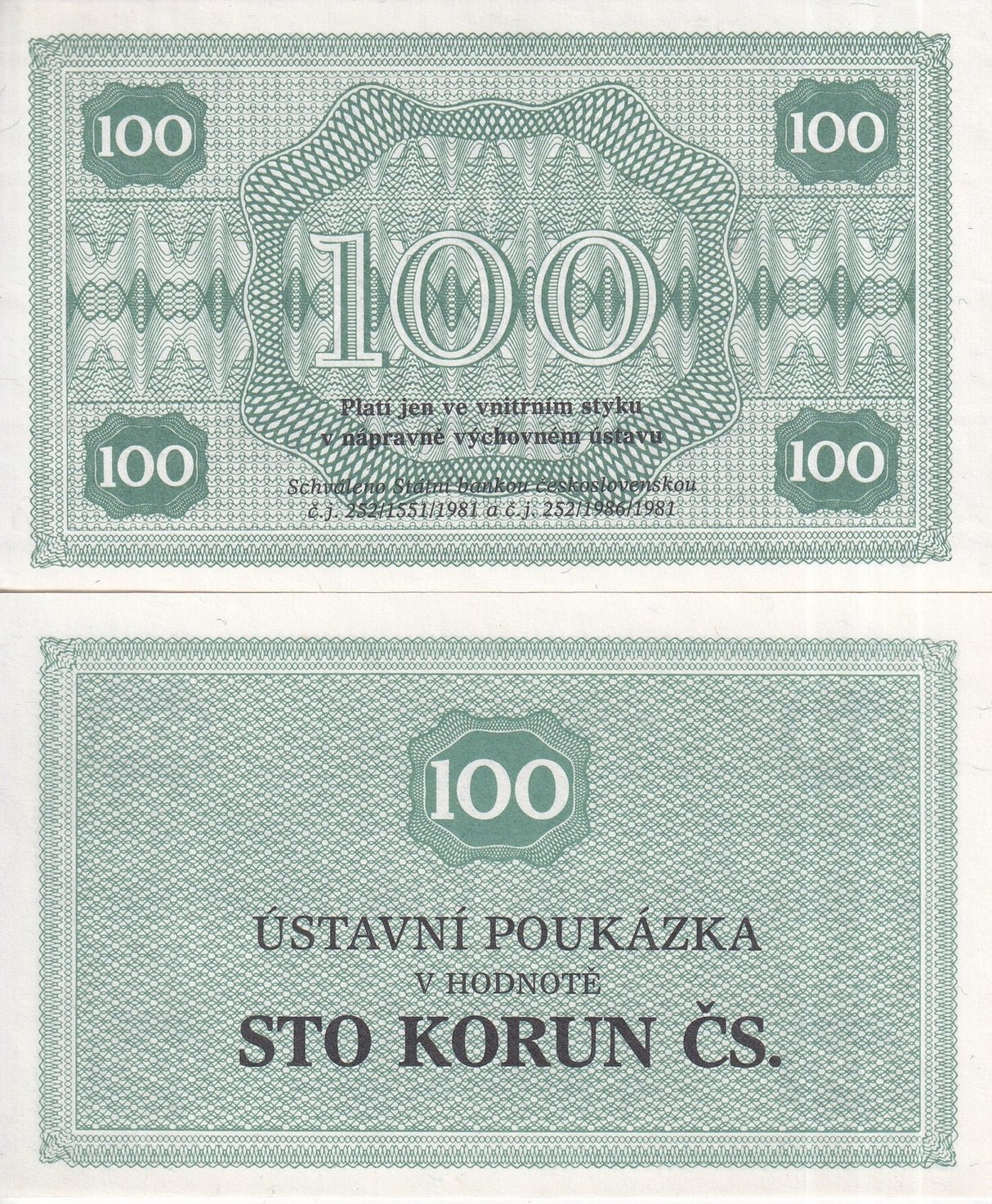 Czechoslovakia Prisoner Camp 100 Korun 1981 UNC