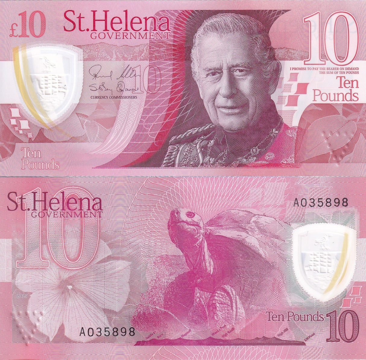 St. Helena 10 Pounds 2026 Polymer P 15 New King Charles III AUnc