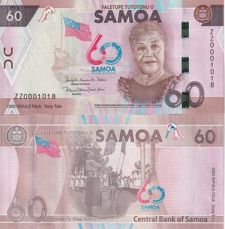 Samoa 60 Tala ND 2023 60th P 46 Commemorative ZZ Replacement UNC