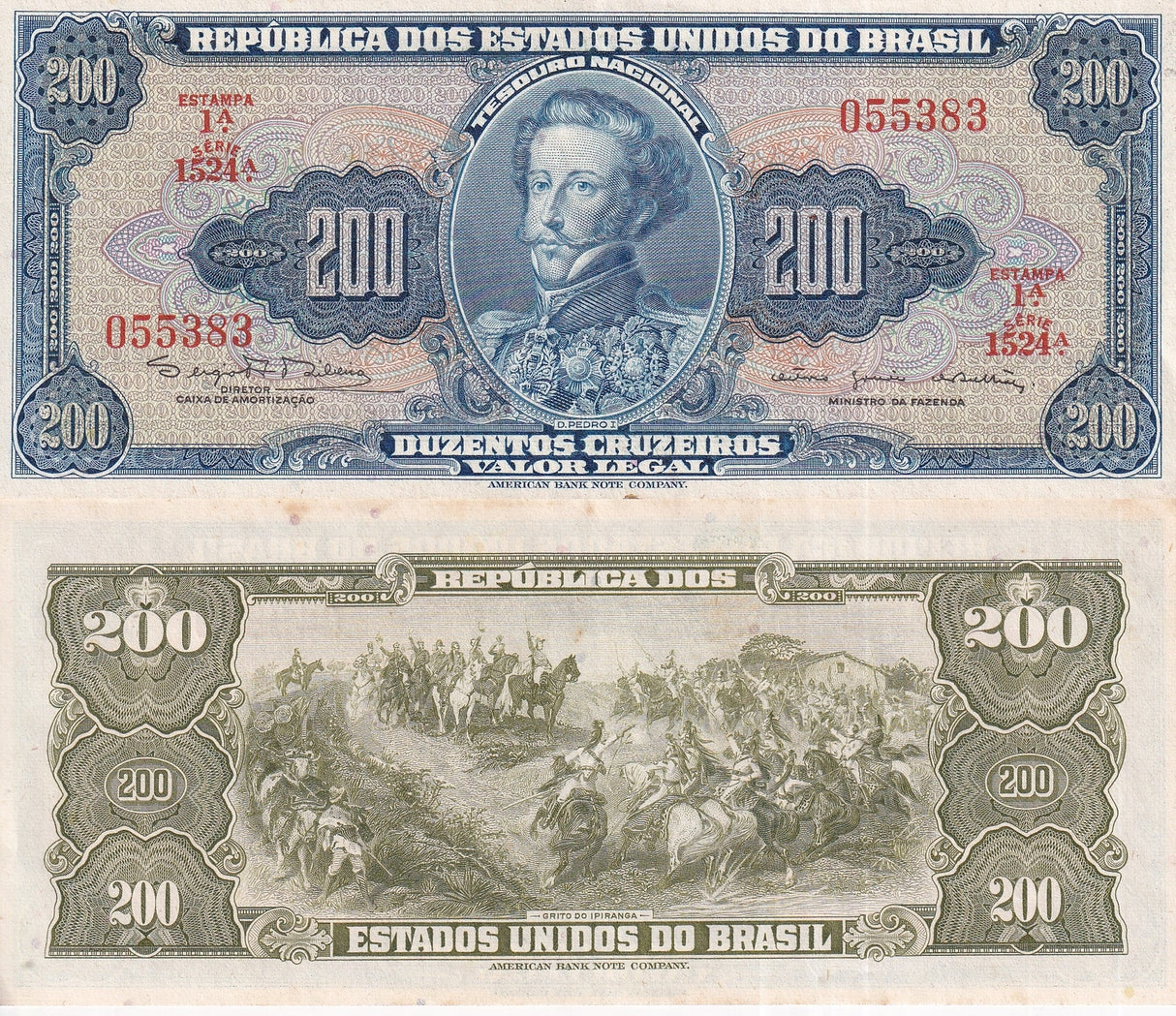 Brazil 200 Cruzeiros 1964 P 171 AUnc