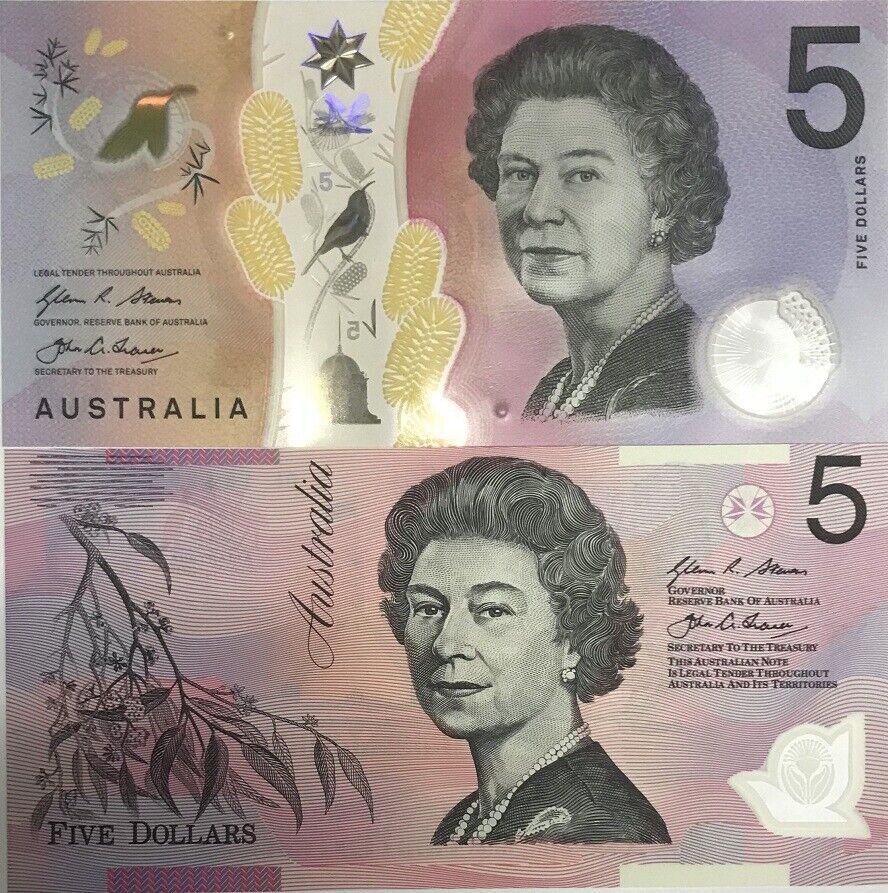Australia Set 2 UNC Banknote Two Generations of 5 Dollars With Folder