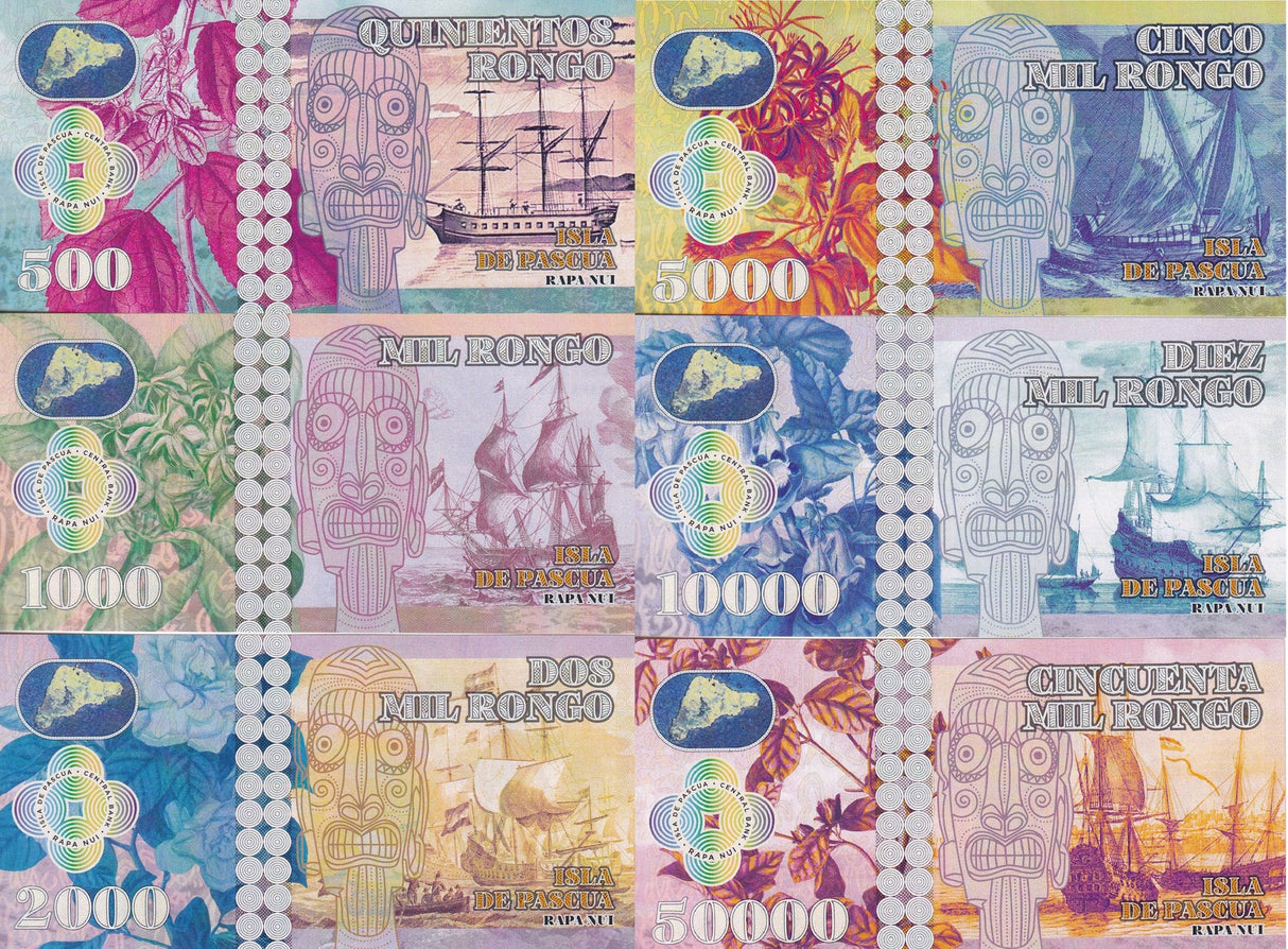 Easter Island Set 6 500 1000 -50000 Rongo 2021/2025 Minor Change polymer Fantasy