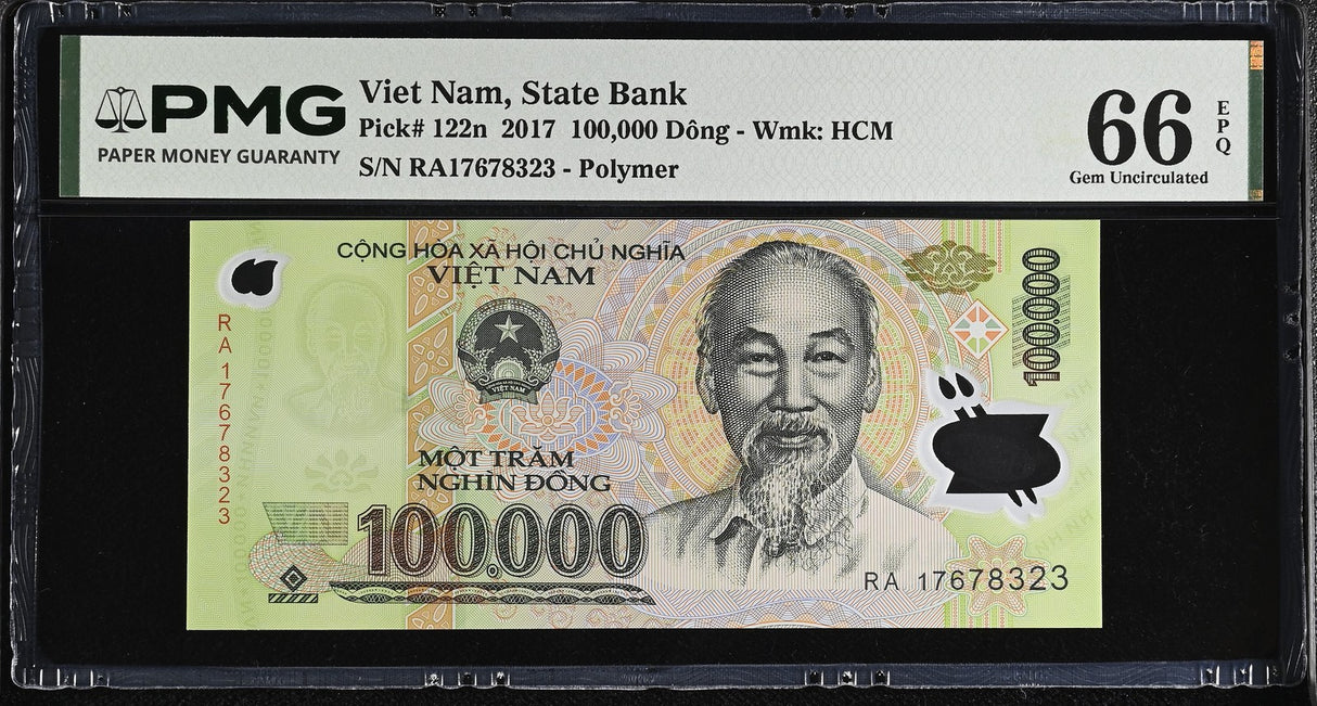 Vietnam 100000 Dong 2017 Polymer P 122 n Gem UNC PMG 66 EPQ
