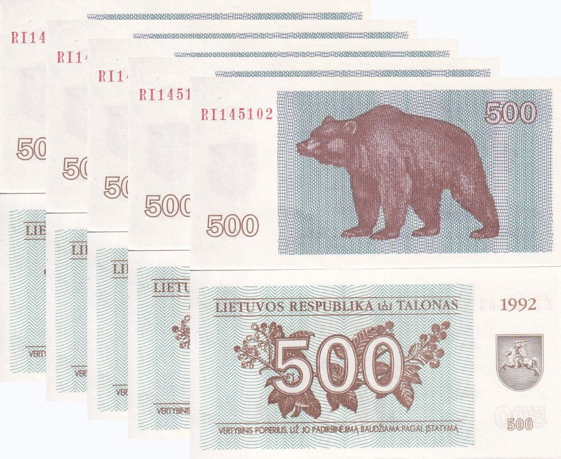 Lithuania 500 Talonas 1992 P 44 LOT 5 UNC