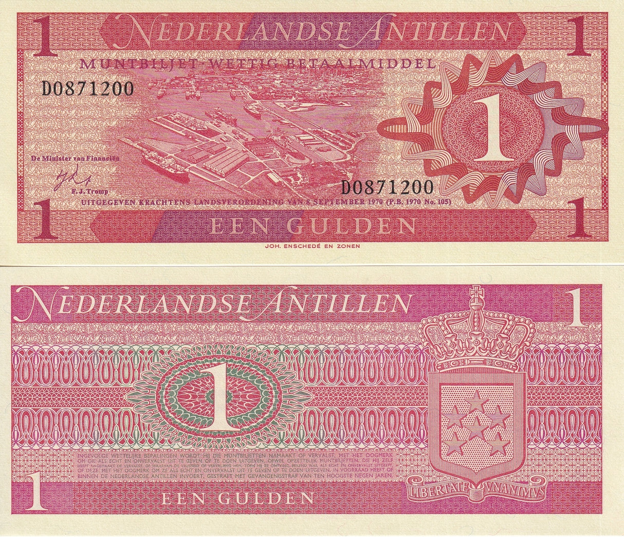 Netherlands Antilles 1 Gulden 1970 P 20 UNC