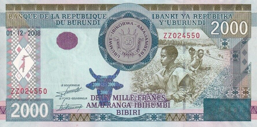 Burundi 2000 Francs 2008 P 48 Replacement ZZ UNC