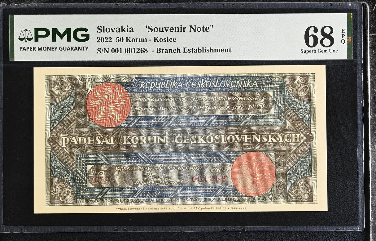 Slovakia 50 Korun 2022 Souvenir Note Superb Gem UNC PMG 68 EPQ