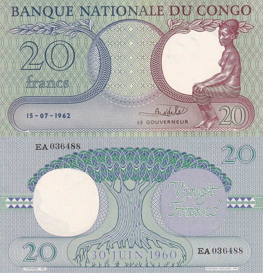 Congo Republic 20 Francs 1962 P 4 a UNC