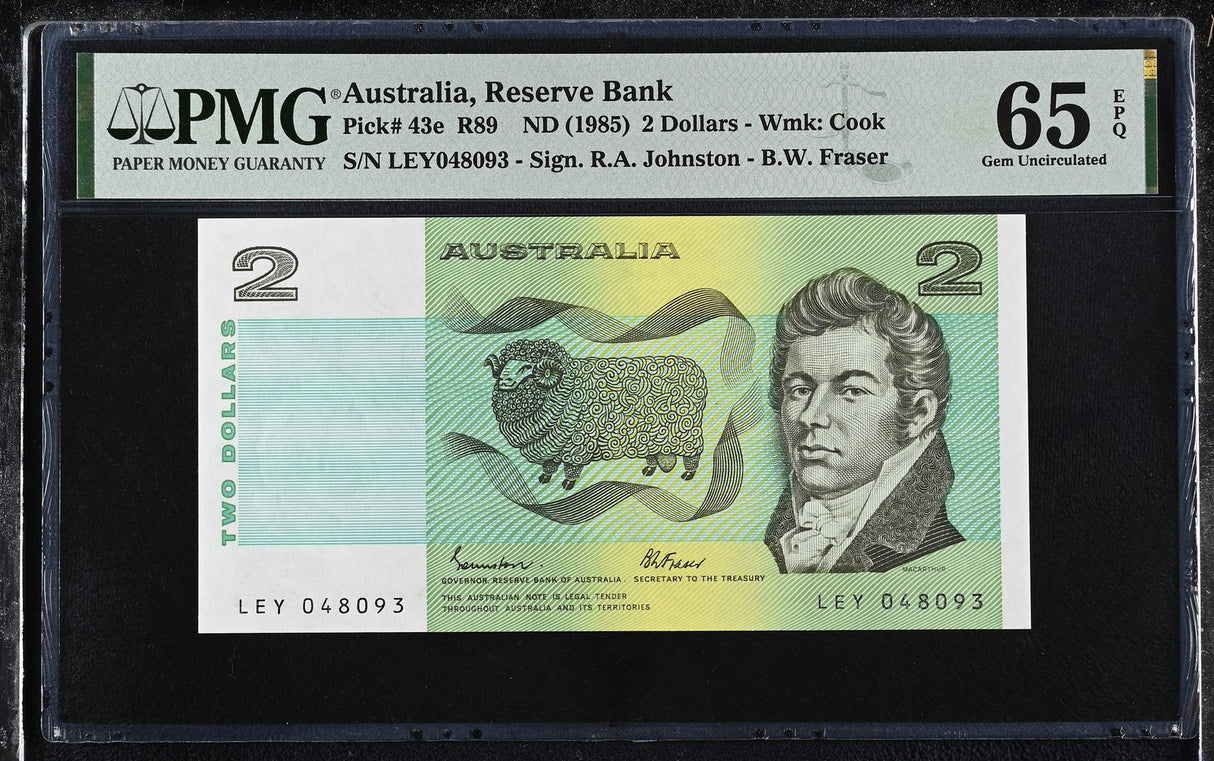 Australia 2 Dollar ND 1985 P 43 e Gem UNC PMG 65 EPQ