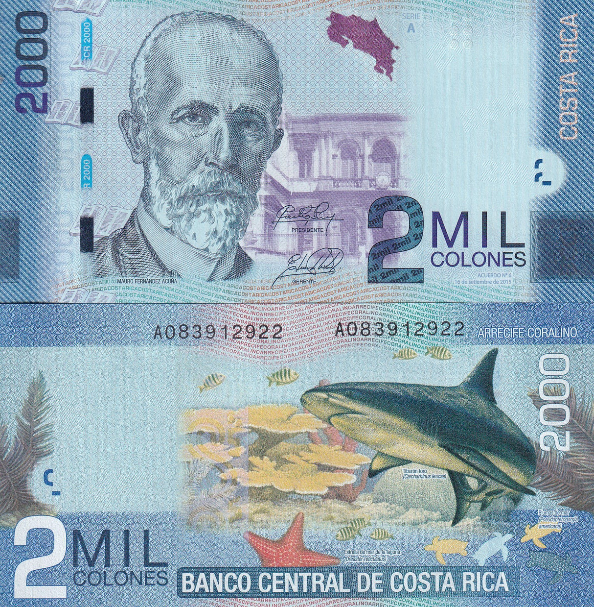Costa Rica 2000 Colones 2015 P 275 c UNC
