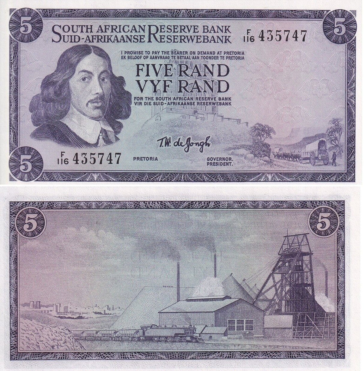 South Africa 5 Rand ND 1966-1976 P 111 b UNC